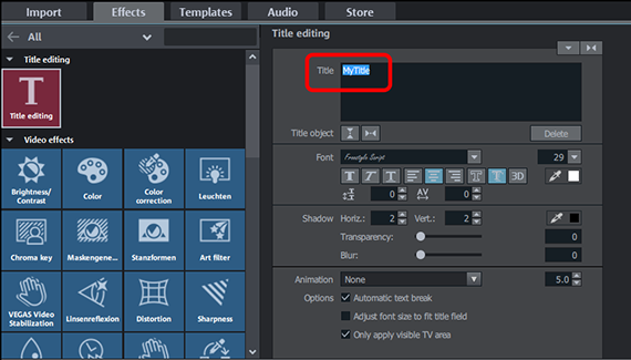 Editor testi nel video Finestra di dialogo "Elaborazione testi"